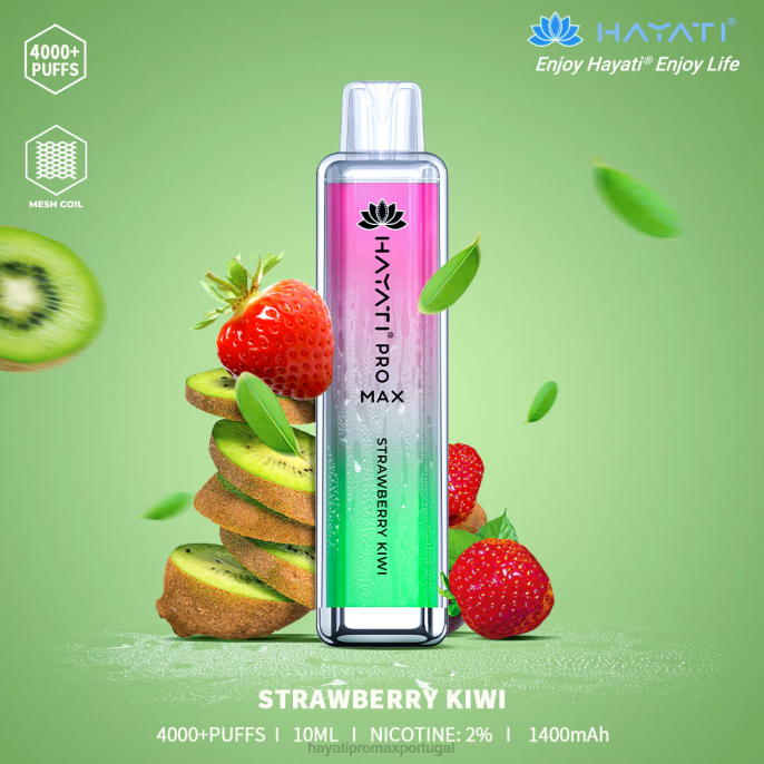 Hayati Pro Max descartável J4PV134 kiwi morango - Hayati Vape Flavours