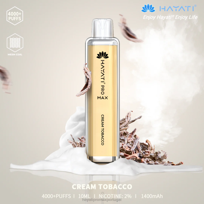 Hayati Pro Max descartável J4PV136 creme de tabaco - Hayati Flavour List