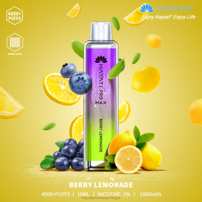 Hayati Pro Max descartável J4PV91 limonada de frutas vermelhas - Hayati Vape Portugal