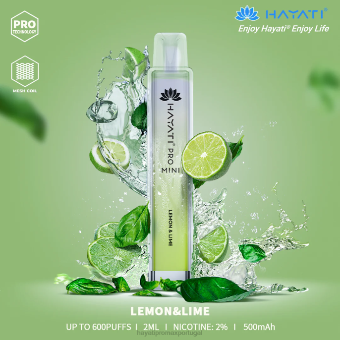 Hayati Pro Mini descartável J4PV14 limão - Hayati Vape Flavours