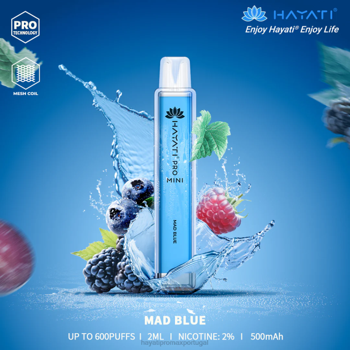 Hayati Pro Mini descartável J4PV15 azul louco - Hayati Puffs