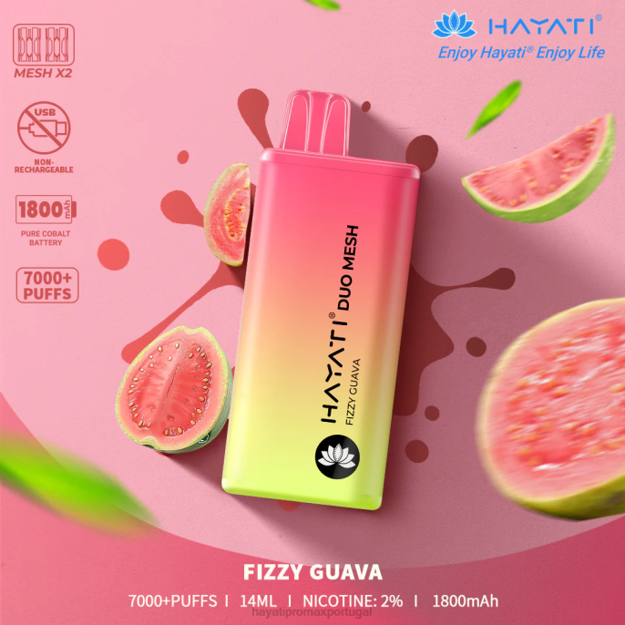 Hayati Duo Mesh descartável J4PV169 goiabada com gás - Hayati Flavour Vapes