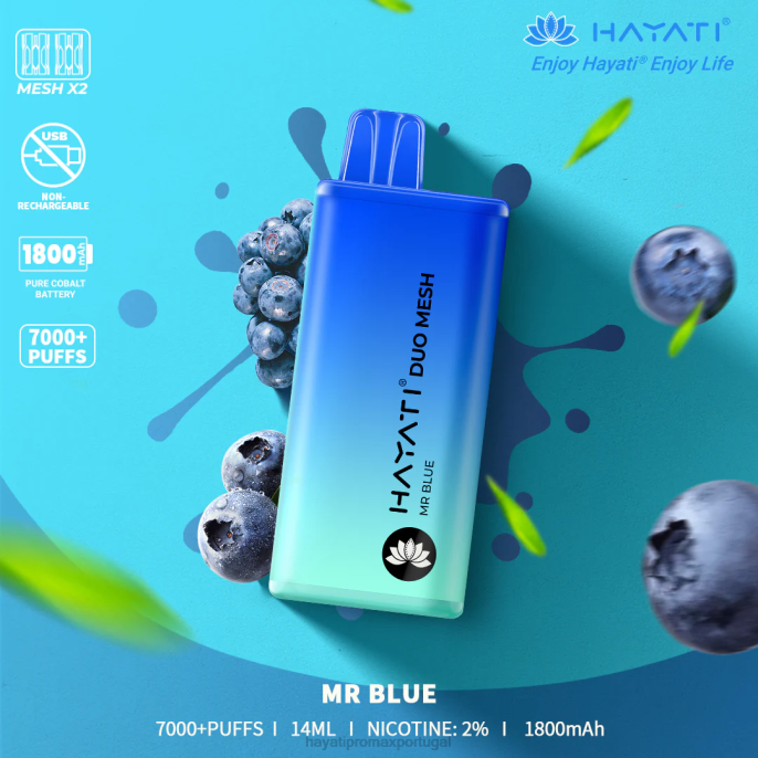 Hayati Duo Mesh descartável J4PV174 senhor azul - Hayati Vape Flavours