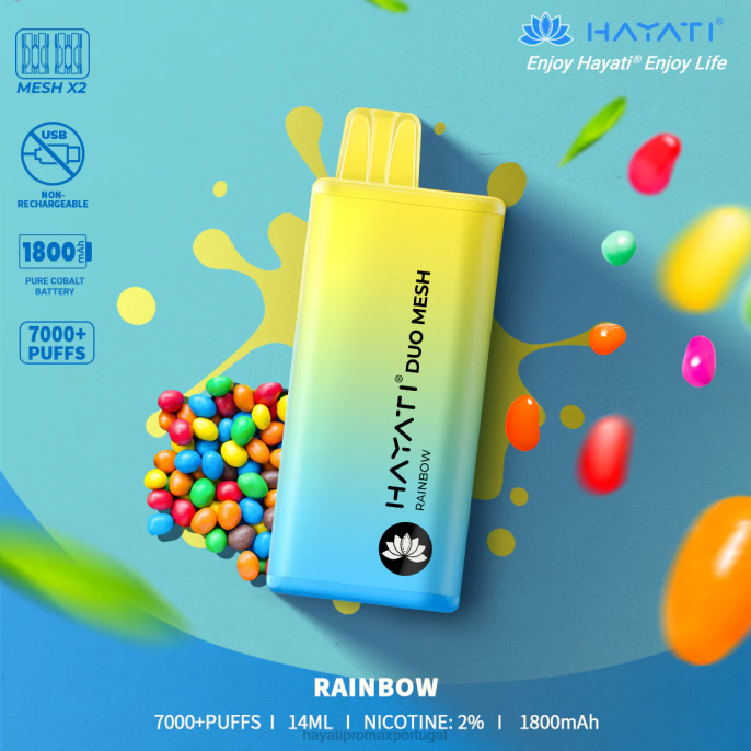 Hayati Duo Mesh descartável J4PV176 arco-íris - Hayati Flavour List