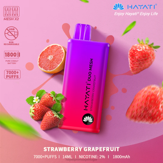 Hayati Duo Mesh descartável J4PV191 toranja morango - Hayati Vape Portugal