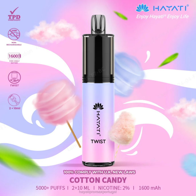 Hayati Twist descartável J4PV67 algodão doce - Hayati Vape Review