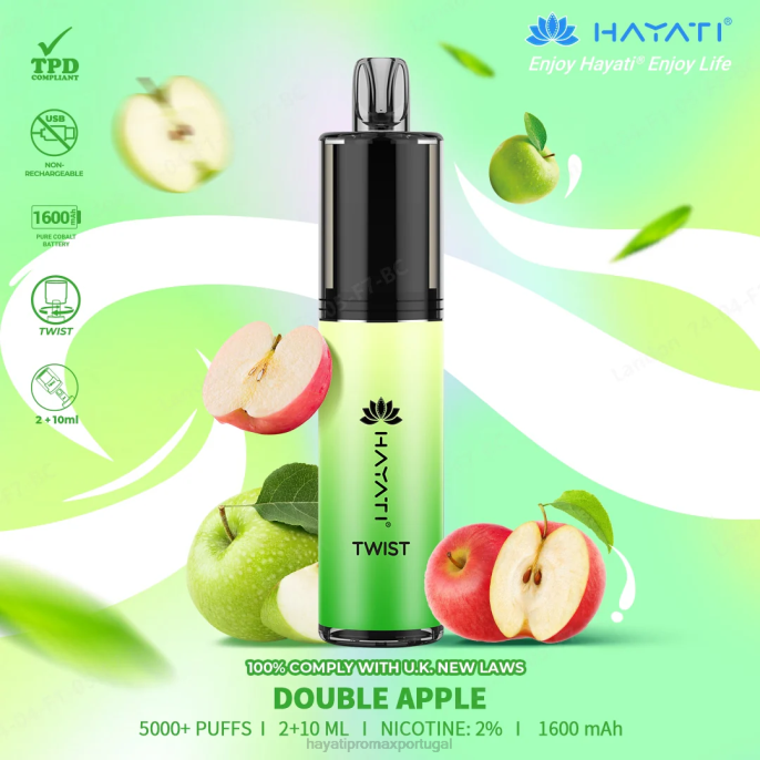Hayati Twist descartável J4PV68 maçã dupla - Hayati Vape Shop