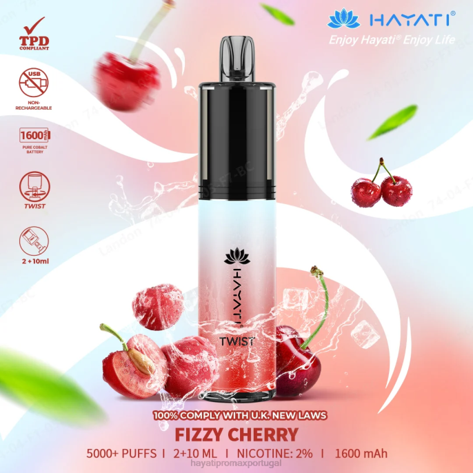 Hayati Twist descartável J4PV69 cereja efervescente - Hayati Flavour Vapes