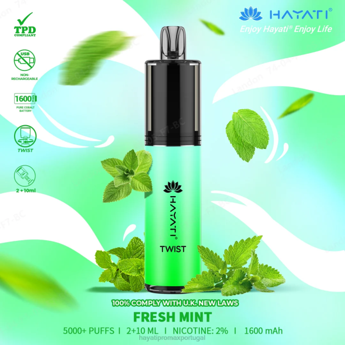 Hayati Twist descartável J4PV70 menta fresca - Hayati Vape Near Me