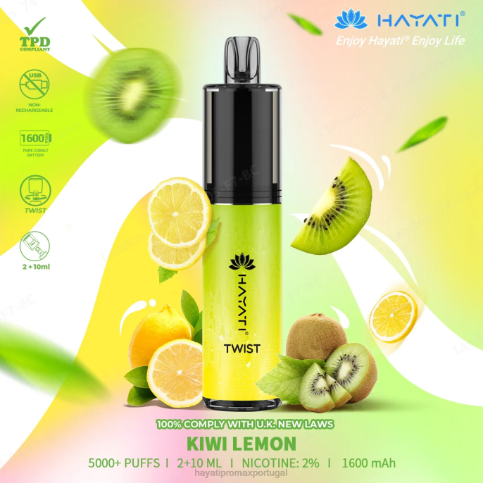Hayati Twist descartável J4PV73 kiwi limão - Hayati Disposable Vape