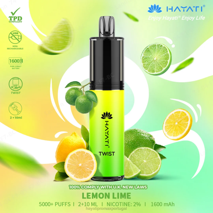 Hayati Twist descartável J4PV75 limão - Hayati Puffs