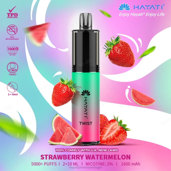Hayati Twist descartável J4PV86 melancia morango - Hayati Flavour List