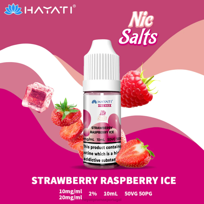 Hayati Pro Max sais de nic J4PV245 gelo de morango e framboesa - Hayati Puffs