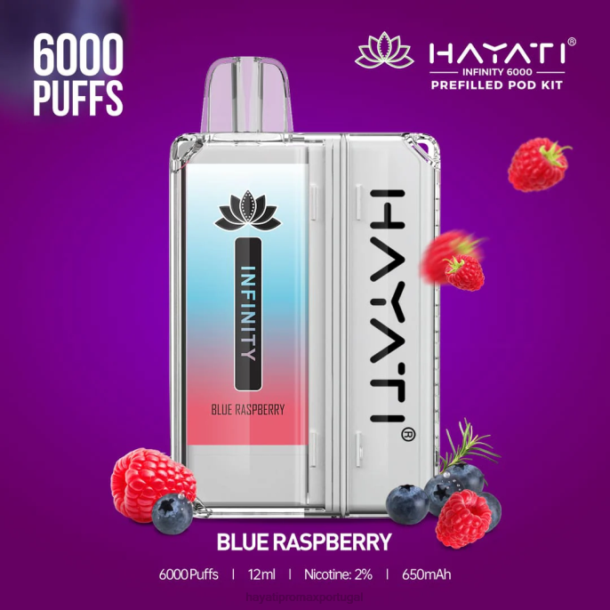 Hayati Infinity 6.000 kits de cápsulas J4PV144 framboesa azul - Hayati Vape Flavours