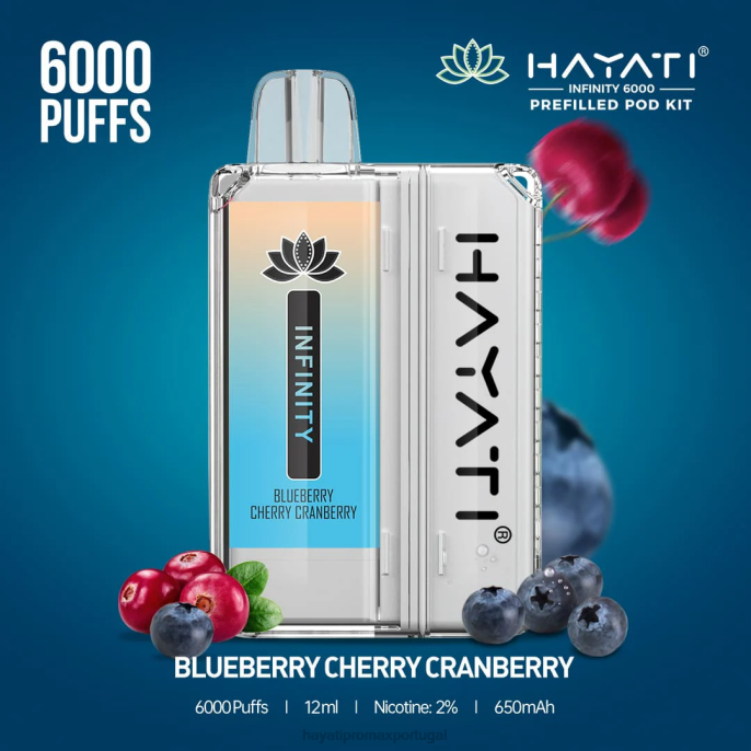 Hayati Infinity 6.000 kits de cápsulas J4PV145 mirtilo cereja cranberry - Hayati Puffs