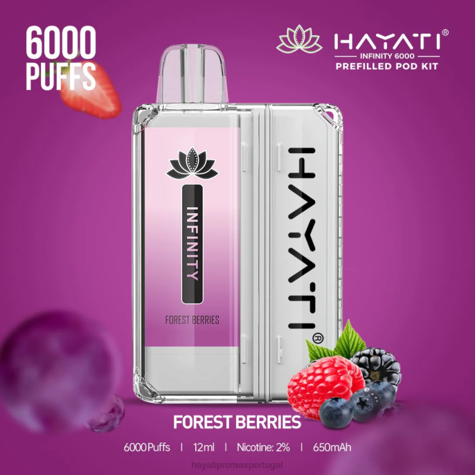 Hayati Infinity 6.000 kits de cápsulas J4PV148 bagas da floresta - Hayati Vape Shop