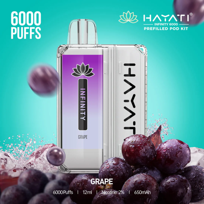 Hayati Infinity 6.000 kits de cápsulas J4PV150 uva - Hayati Vape Near Me