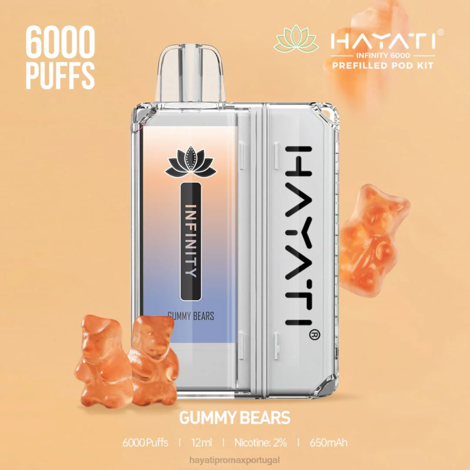 Hayati Infinity 6.000 kits de cápsulas J4PV151 ursinhos de goma - Hayati Vape Portugal