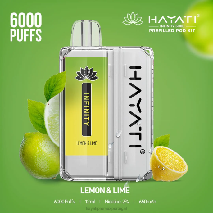 Hayati Infinity 6.000 kits de cápsulas J4PV153 limão - Hayati Disposable Vape