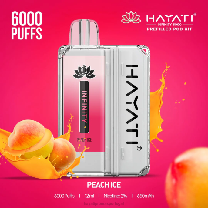 Hayati Infinity 6.000 kits de cápsulas J4PV155 gelo de pêssego - Hayati Puffs
