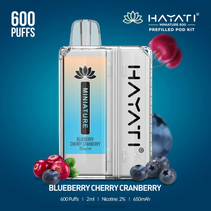 Hayati Miniature 600 kits de cápsulas J4PV31 mirtilo cereja cranberry - Hayati Vape Portugal