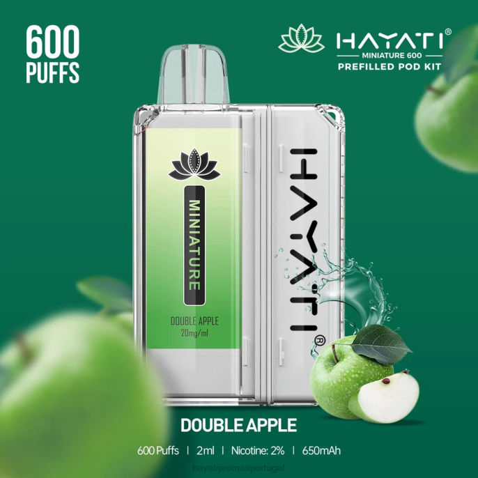Hayati Miniature 600 kits de cápsulas J4PV32 maçã dupla - Hayati Lisbon