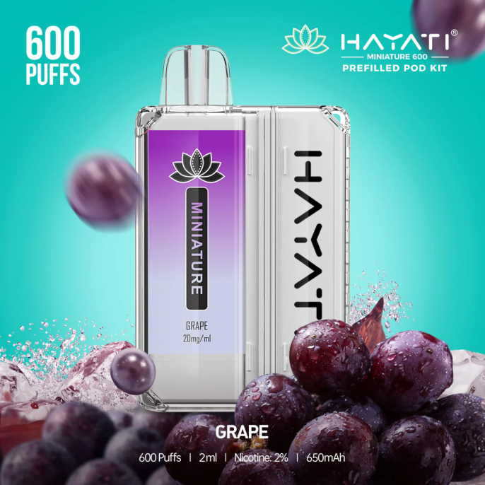 Hayati Miniature 600 kits de cápsulas J4PV36 uva - Hayati Flavour List