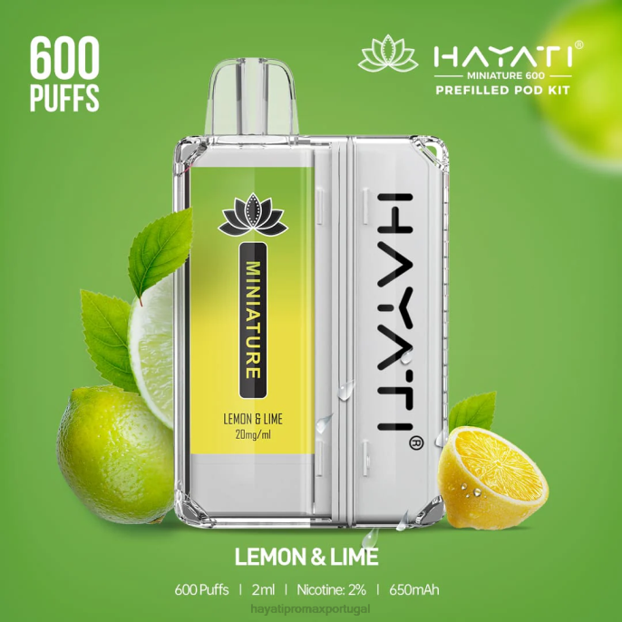Hayati Miniature 600 kits de cápsulas J4PV39 limão - Hayati Flavour Vapes