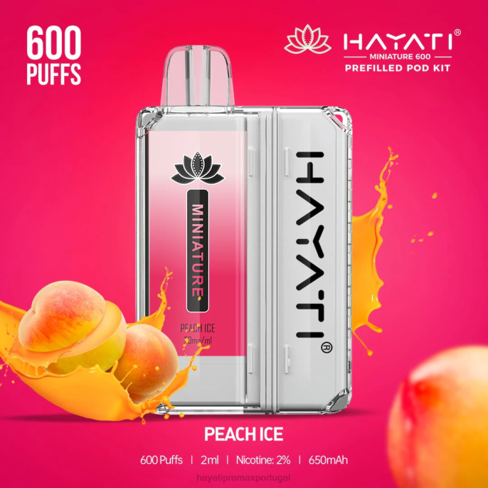 Hayati Miniature 600 kits de cápsulas J4PV41 gelo de pêssego - Hayati Vape Portugal